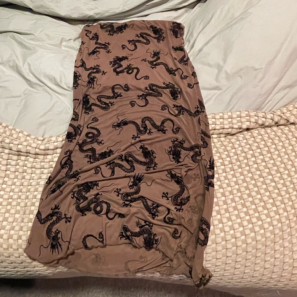 Dressed in LALA- Brown Dragon Print Skirt
